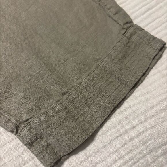 J. Jill Pure Jill L yarn-dyed linen pants olive color stretch waist w pockets - Picture 4 of 9